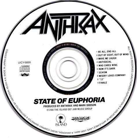 Release State Of Euphoria By Anthrax Cover Art Musicbrainz