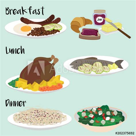 Eating clipart breakfast, eating breakfast transparent. Collection of colorful vector illustrations of healthy ...