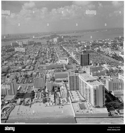 America 1950s Aerial View Of The Coast And City Of Miami Florida