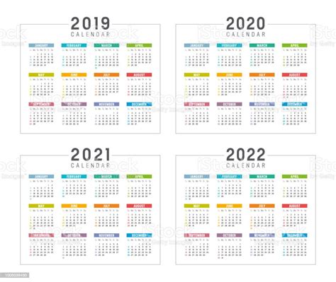 2019 2020 2021 2022 年カレンダー - 2019年のベクターアート素材や画像を多数ご用意 - iStock