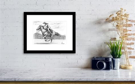 Cowgirl Full Gallop Framed Print By Murphy Elliott