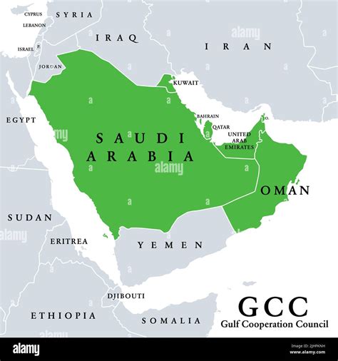 Gulf Cooperation Council Gcc Members Map Regional Intergovernmental