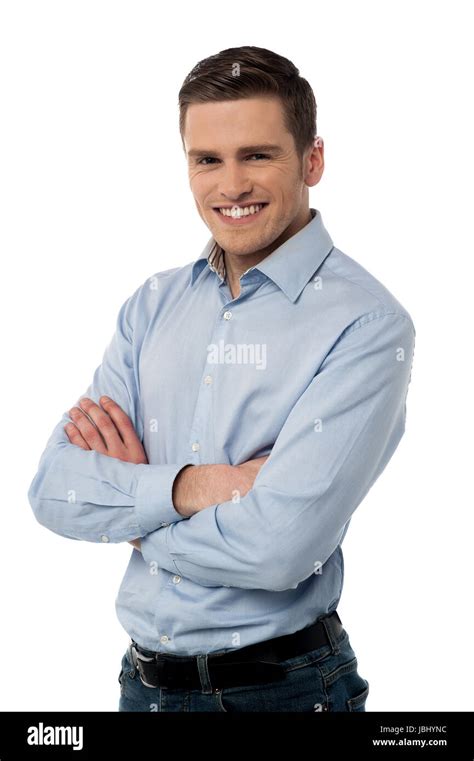 Smiling Corporate Guy Posing With Arms Crossed Stock Photo Alamy