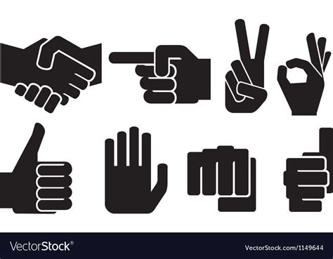 Hand Gesture Silhouettes Royalty Free Vector Image
