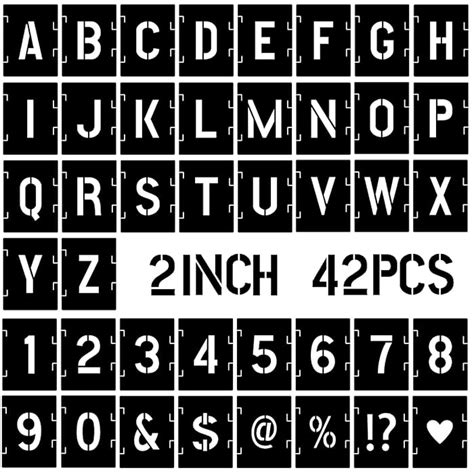 Buy 2 Inch Letter Stencils Symbol Numbers Craft Stencils 42 Pcs