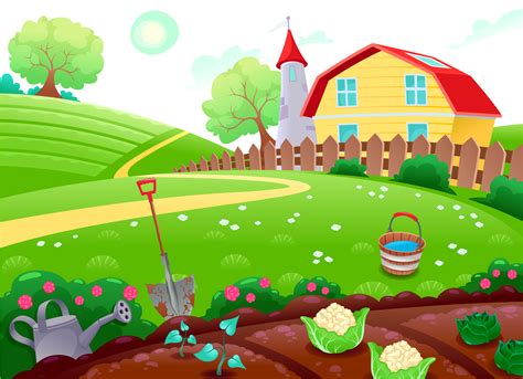 Download Farm Cartoon Drawing Illustration Garden Vector Full Size