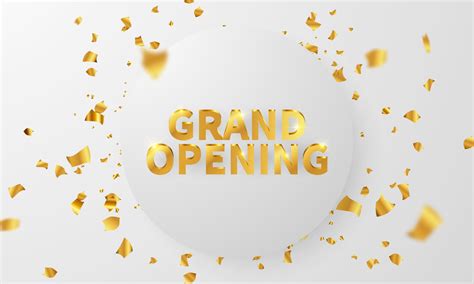 Grand Opening Event Design Confetti Gold Ribbons Luxury Greeting Rich