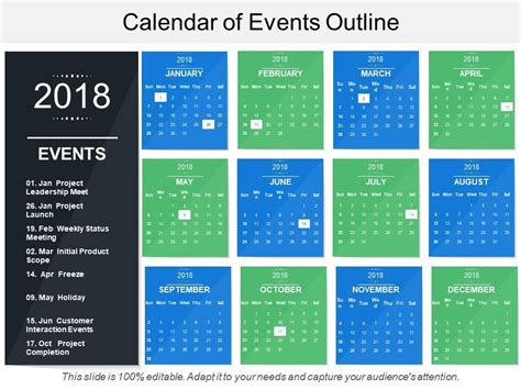 Calendar Of Events Outline Powerpoint Presentation Templates Ppt