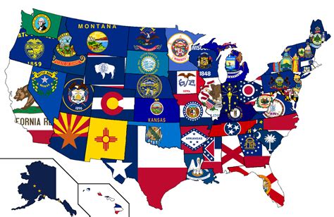Us Map With State Flags Drawings