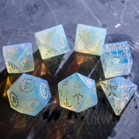 Full Set Opalite Polyhedral Dice Set Gemstone Dnd Dice Set Dungeons