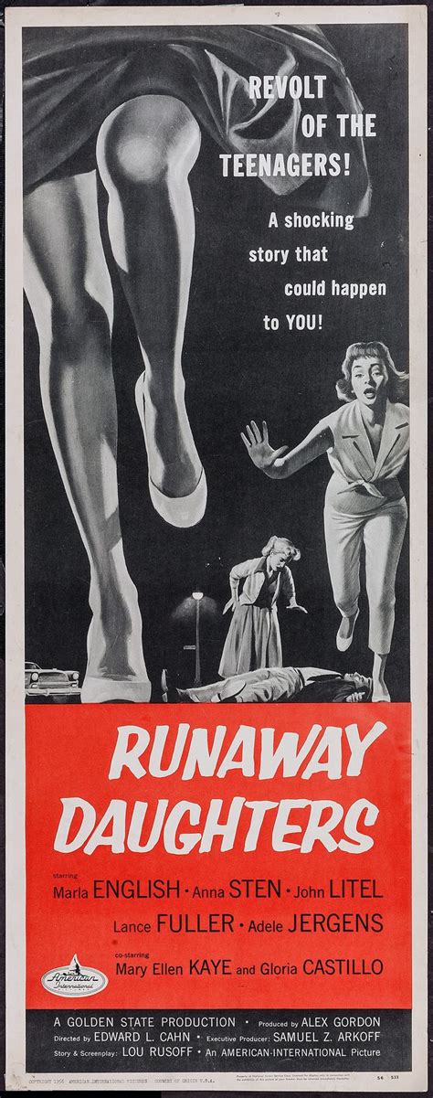 Runaway Daughters Aip 1956 The Daughter Movie Old Movie Posters