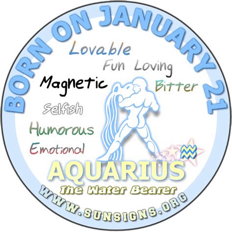 You participate in a myriad of activities with much enthusiasm. January 21 - Aquarius Birthday Horoscope Personality ...