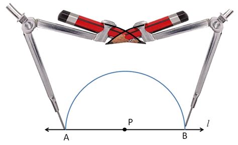 The first step to construct the line segment is that draw the line segment for the given measurement. Perpendicular to a line through a point on it - Using compass