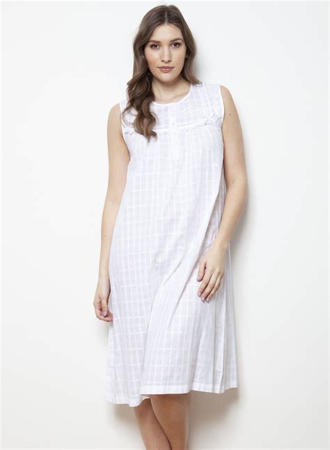 100 Cotton Victorian Style White Cotton Sleeveless Nightdress Etsy