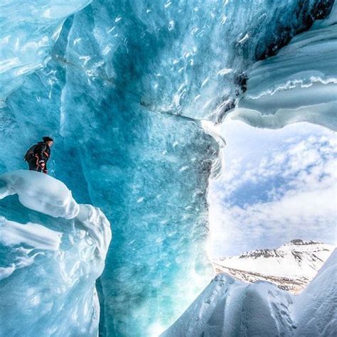Ice Cave At The Athabasca Glacier Canada Travel