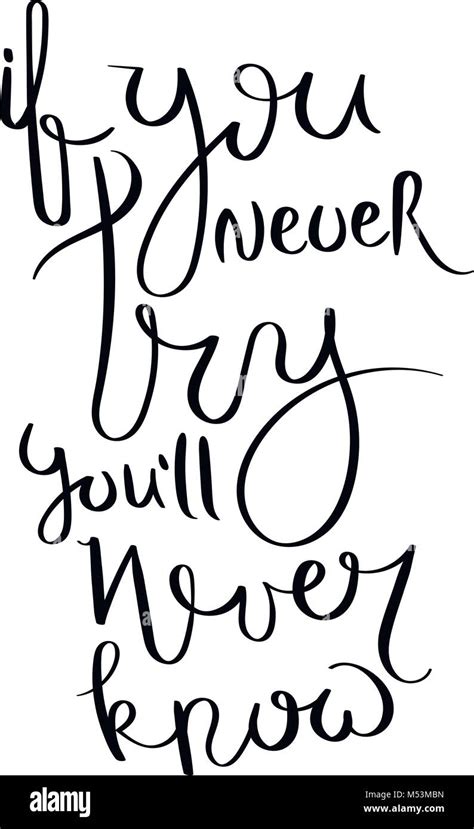 if you never try you will never know inspirational vector hand drawn quote ink brush lettering