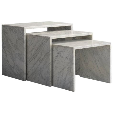 Home decorators collection cheval gold metal nesting coffee tables with marble top set of two the tables come in a large box that weights over 100 lbs. Set of Marble Nesting Tables | Nesting tables, Table ...