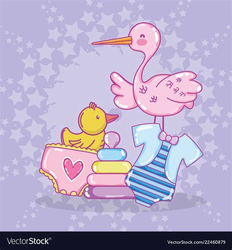 Baby Shower Toys And Celebration Cute Cartoons Vector Illustration