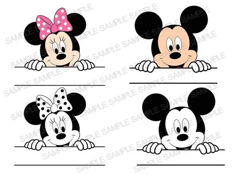 Mickey And Minnie Mouse Heads With Different Expressions On The Same