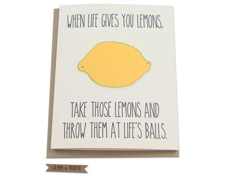Funny Sympathy Card Empathy When Life Gives You Lemons Balls Humor