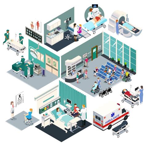 Isometric Design Of A Hospital Vector Illustration Stock Vector