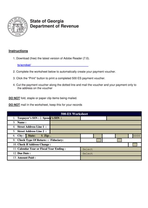 Georgia 500 Ez Form Printable Printable Forms Free Online