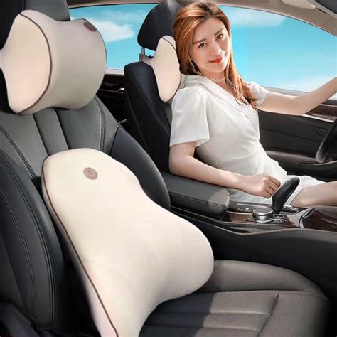 Car Memory Foam Headrest Lumbar Support Pillow Set Car Backrest Cushion Lumbar Pillow Headrest