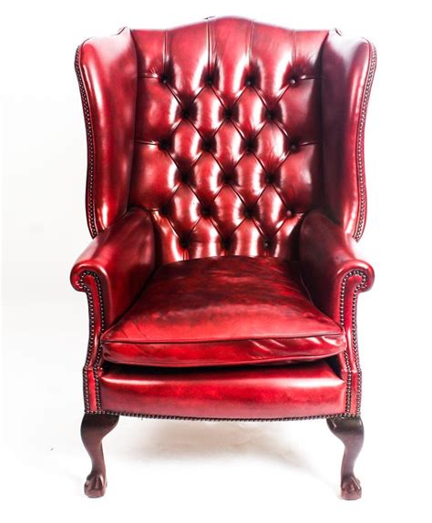 18th century mahogany wingback armchair. Bespoke Pair of Leather Chippendale Wing Back Armchairs ...