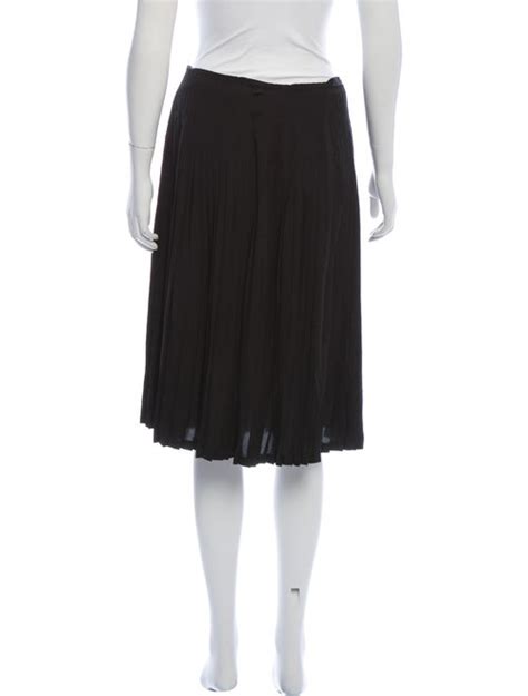 Black Fleece Pleated Knee Length Skirt Clothing Blk21049 The Realreal