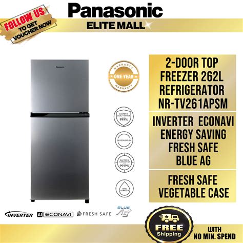 Panasonic Nr Tv261 262l Inverter Energy Saving 2 Door Top Freezer