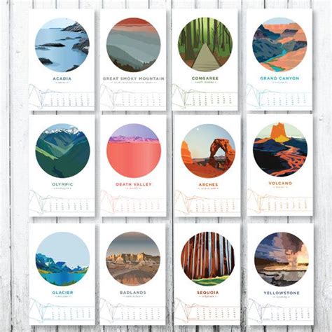2022 America The Beautiful National Parks Mini Etsy Calendar Design