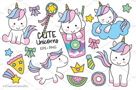 Cute Unicorn Vector And Png ~ Illustrations ~ Creative Market