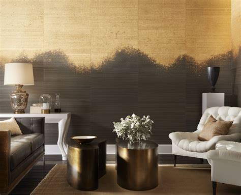 Metallic Ombré Wallcovering Phillip Jeffries Gold Living Room Decor