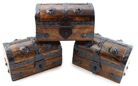 Buy Well Pack Box Wooden Mini Pirate Treasure Chest Box Party 3 Pack (Mini Chest 3 Pack) in 