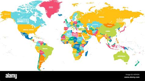 Colorful Hi Detailed Vector World Map Complete With All Countries Stock