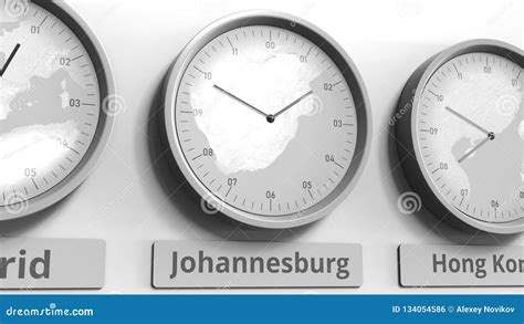 Round Clock Showing Johannesburg South Africa Time Within World Time