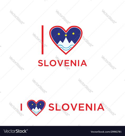 I Love Slovenia Symbol Heart Flag Icon Stock Vector Image