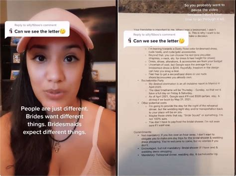 A Bride To Be Went Viral On Tiktok After Sharing A Letter To Her Bridesmaids Detailing