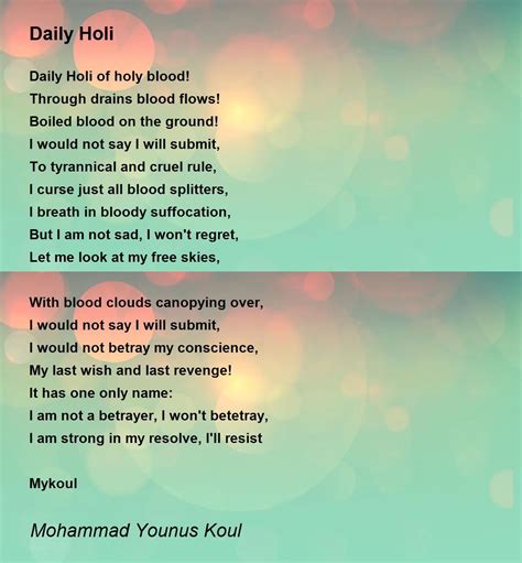 Daily Holi Daily Holi Poem By Mohammad Younus