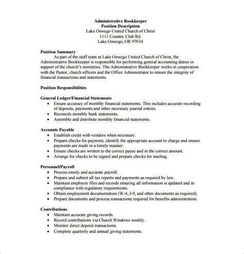 Deped administrative assistant iii (senior bookkeeper) job description. 10+ Bookkeeper Job Description Templates - Free Sample ...
