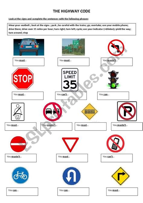 Road Signs Worksheet Road Signs Road Sign Board Worksheets