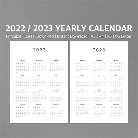 Calendar 2022 Printable One Page Paper Trail Design Downloadable 2022