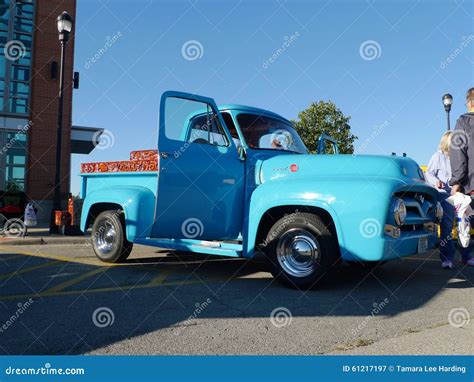 Classic Ford F100 Blue Pickup Truck At Car Show Editorial Photography