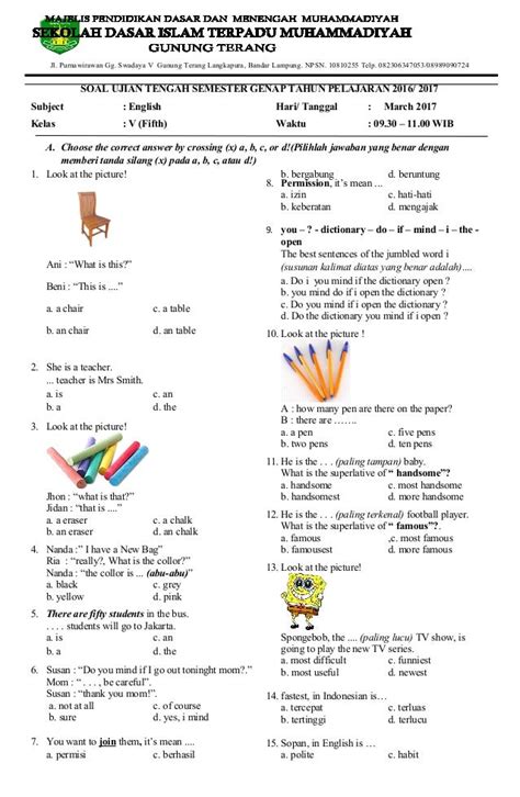 Materi Kelas 5 Bahasa Inggris Homecare24