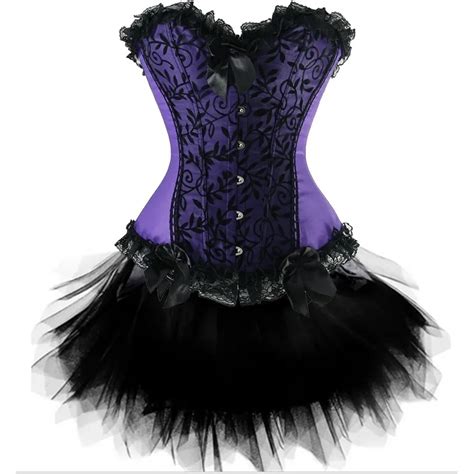S Xxl Women Burlesque Dancer Dress Witch Halloween Costume Gothic Overbust Corset Dress Waist