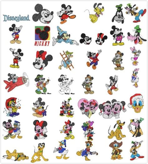 3.9 high & 6.9 high. 125 MICKEY MINNIE & DISNEY CHARACTERS EMBROIDERY MACHINE ...