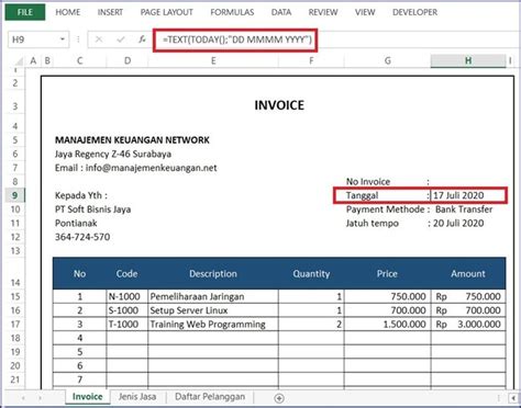 Contoh Invoice Penagihan Jasa Produk Excel Tutorial Cara Buat