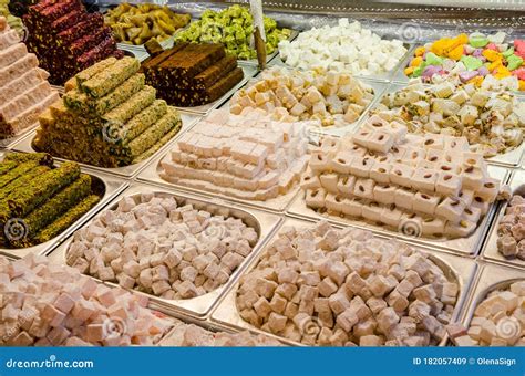 Traditional Turkish Delights Sweets At The Egyptian Bazaar And The