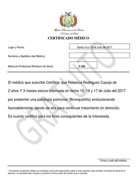 Certificado Medico Pdf