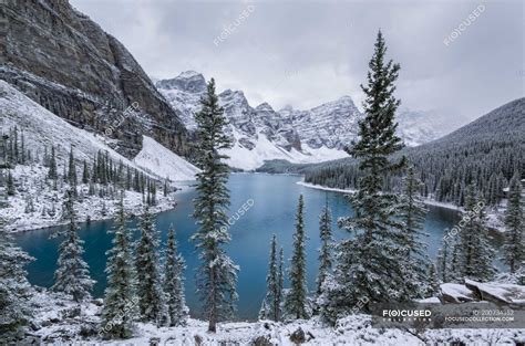 Moraine Lake And Valley Of Ten Peaks In Winter Banff